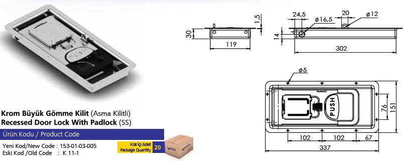 recessed door lock with padlock Sistem de blocare a usii incastrat cu lacat